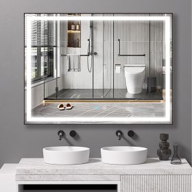 48 x 36 LED Mirror for Bathroom, LED Vanity Mirror, Adjustable 3 Color, Dimmable Vanity Mirror with Lights, Anti-Fog