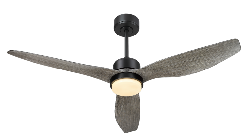 52 Inch Blade LED Propeller Ceiling Fan with Remote Control, Wood Color