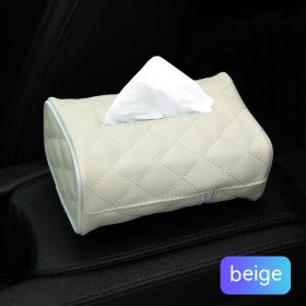 Car Supplies Seat Tissue Box Sun Visor Tissue Bag Armrest Tissue Dispenser Rear (Color: beige)