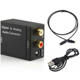 Digital to Analog Audio Converter Adapter Digital Optical Fiber Coaxial RCA Toslink Signal to Analog Audio Converter RCA for DVD (Option: default)