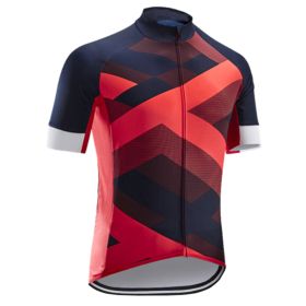 Road And Mountain Bike Cycling Jerseys Men's Tops Spring And Summer Cycling Jerseys (Option: Gradient red-2XL)