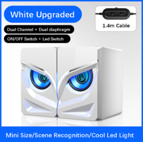 PC Gaming Speakers, 2.0 Channel Stereo Desktop Computer Sound Bar Speakers (Option: White-Upgraded)