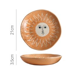 Japanese Vintage Rough Ceramic Western Dinner Plate (Option: Sun)