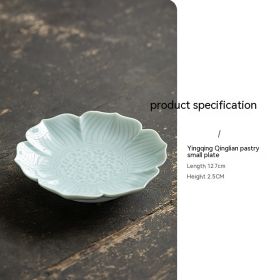 Ceramic Snack Plate Vintage Lotus Fruit Plate (Option: Shadow Green Six Petal Disc)