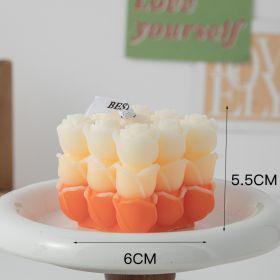 Flower Cube Aromatherapy Candle With Hand Creative Home Decoration Suit Shooting Props Wedding Tie (Option: Gradient Orange)