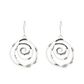 Fashion Special-interest Creative Long Vintage Hollow Circle Vortex Earrings For Women (Option: Antique Silver)