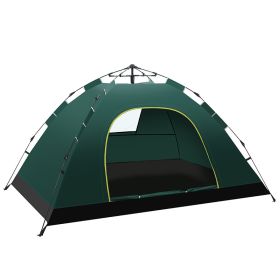 Double Camping Beach Tent Outdoor Thickened Sun Block Rain-proof One Window Automatic Tent (Option: Dark Green-2people)