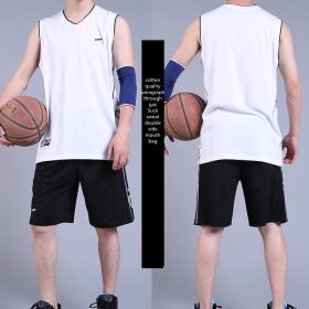 Casual Wear Sleeveless Thin Vest Running Wear Shorts Sportswear (Option: Black and White-3XL)