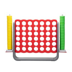 Jumbo 4-to-Score Game Set;  Giant Connect 4 with 42 Rings;  Indoor Outdoor Game Set for Kids and Adults (Color: red+gray+yellow+green)