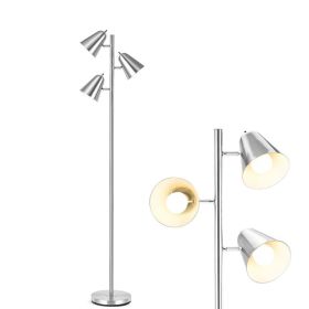 3-Light Floor Lamp Reading Light for Living Room (Color: Silver, Type: Floor Lamp)