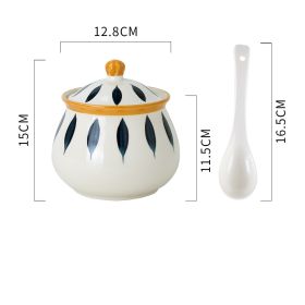 Household Kitchen Condiment Pot Ceramic Suit (Option: Oversize wood grain)