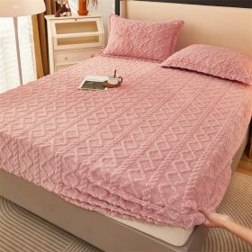 Winter Thermal Flannel Coral Fleece Fitted Sheet Fleece-lined Non-slip Bedspread (Option: Baby Pink-120cm200cm)