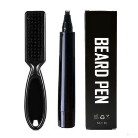 Beard Headline Filler Four-fork Head Brush Anti-sweat Suit (Option: Dark Brown Brush Box)