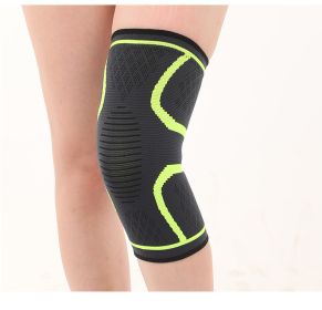 Double Corrugated Non-slip Stretch Keep Warm Nylon Needle Sports Kneecaps (Option: Green-L)