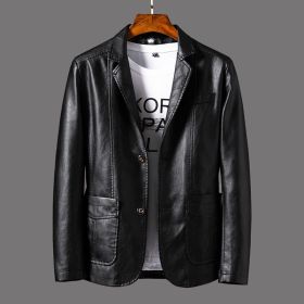 Men's Youth Leather Jacket Coat (Option: Black-6XL)