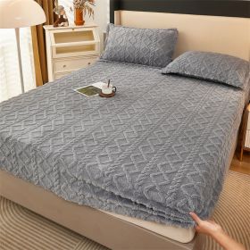 Winter Thermal Flannel Coral Fleece Fitted Sheet Fleece-lined Non-slip Bedspread (Option: Light Gray-200cm220cm)